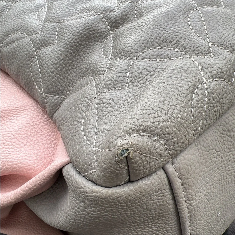 Betsey Johnson Pink and Gray True to Your Heart Quilted Backpack Diaper‎ Bag